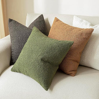 Foindtower Textured Boucle Throw Pillow Covers Accent Solid Pillow Cases Cozy - Image 6