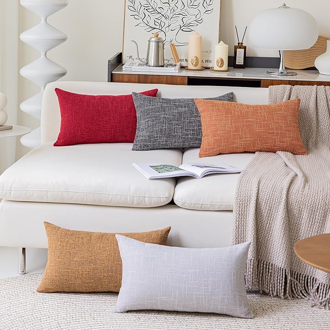 Kevin Textile Set of 2 Lumbar Throw Pillow Covers, Linen Soft Couch Cushion Case - Image 6
