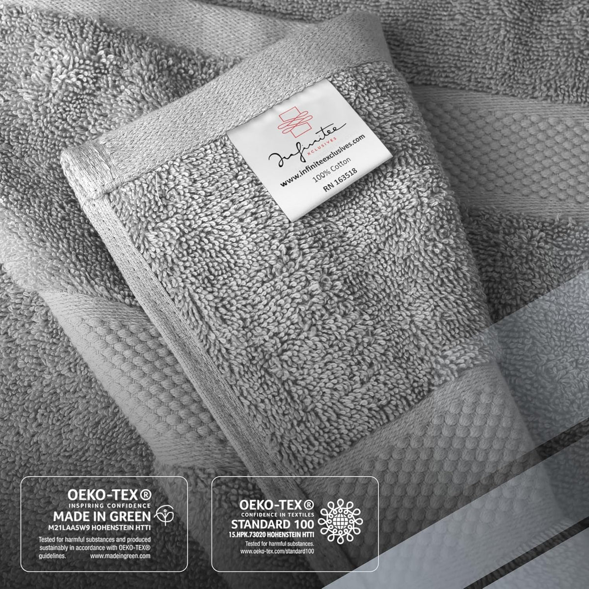 infinitee xclusives 100% ring-spun cotton bath towels for showing dimensions