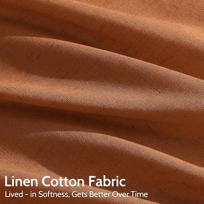 Desert Orange Semi Sheer Curtains 120 Inches Set Back Tab Loop Pocket Linen - Image 4