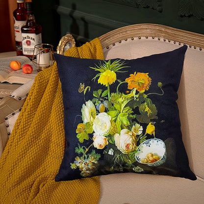 Vintage Floral Bouquet 28x28 Plush Throw Pillow Case, Double-Sided Printed - Image 3