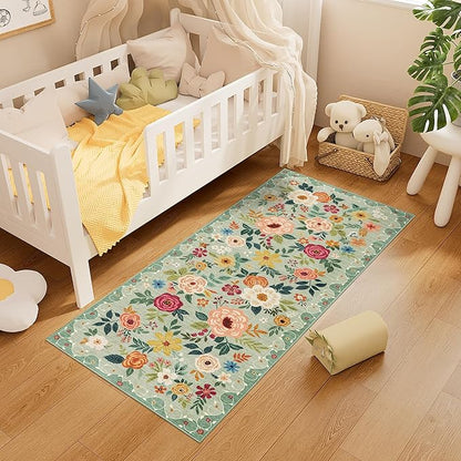 DUKINO 2x5 Runner Rug for Hallway, Washable Kitchen Floral Runner Rug - Image 2