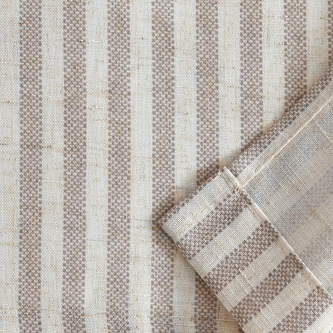 Vangao Stripe Farmhouse Kitchen Curtains 36 Inch Length Linen Cafe Curtains - Image 7
