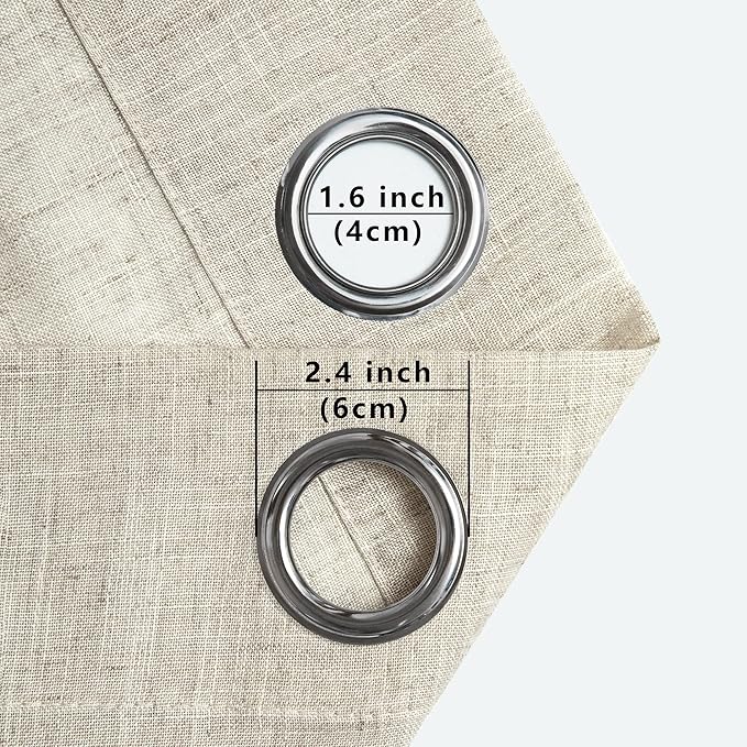 72 Inch Length Linen Curtains for Bedroom 2 Panel Set Natural Crude Tan Beige - Image 7