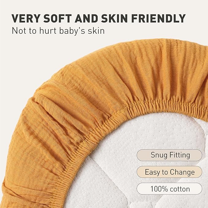 Muslin Bassinet Fitted Sheets, 2 Pack - Image 5