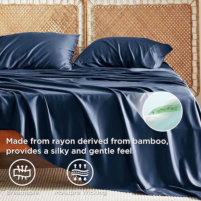 Bedsure Queen Sheet Set, Rayon Derived from Bamboo, Cooling Sheets, Breathable - Image 3