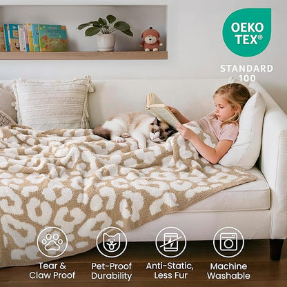Joiedomi Throw Blanket for Couch Bed Sofa, Knitted Beige Blankets Gifts for - Image 3