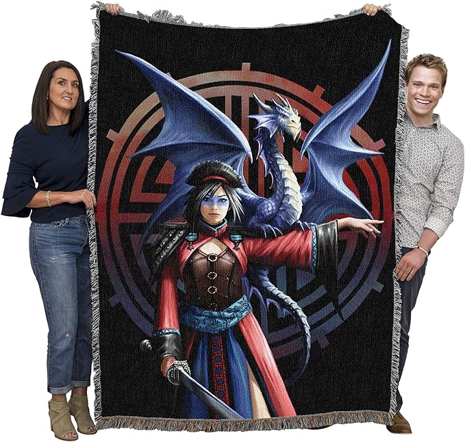 Pure Country Weavers Look to The East Dragon Woven Blanket by Anne Stokes by PureCountryWeavers