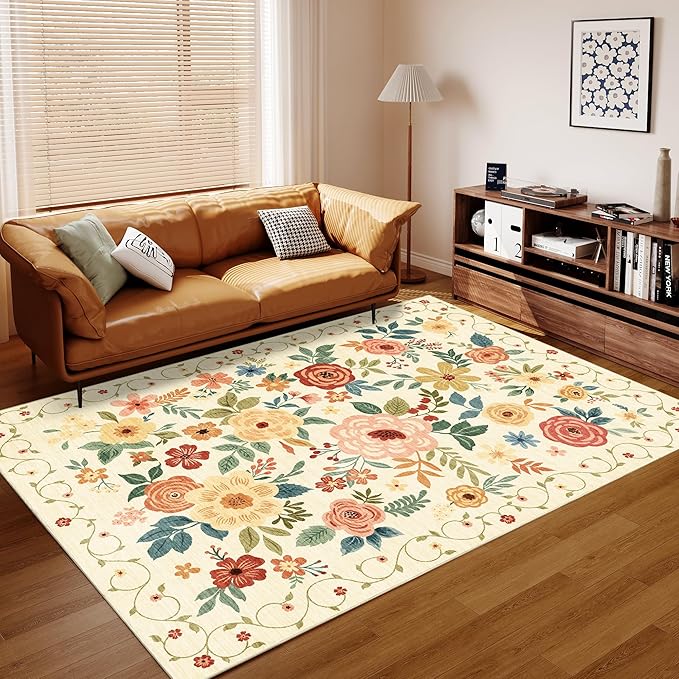 DUKINO 9x12 Area Rug, Floral Rugs - Image 8