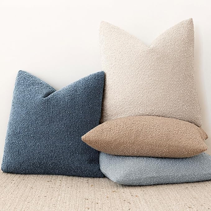 Foindtower Pack of 2 Textured Boucle Throw Pillow Covers Accent Solid - Image 6