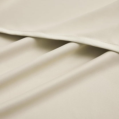 DUALIFE Back Tab Curtains 96 Inches Long Cream Beige - Image 6