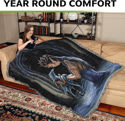 Pure Country Weavers Water Dragon Woven Blanket by Anne Stokes - Image 3