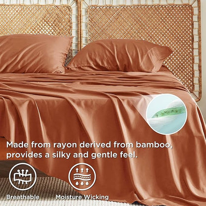 Bedsure Queen Sheet Set, Rayon Derived from Bamboo, Cooling Sheets, Breathable - Image 3