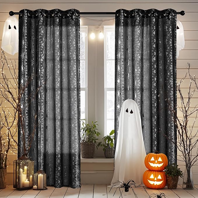 NICETOWN Semi Sheer Black Curtains - Image 2