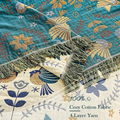 Boho Throw Blanket, 100% Cotton Ultra Soft Luxury Throw Rustic Quilt, All - Image 7