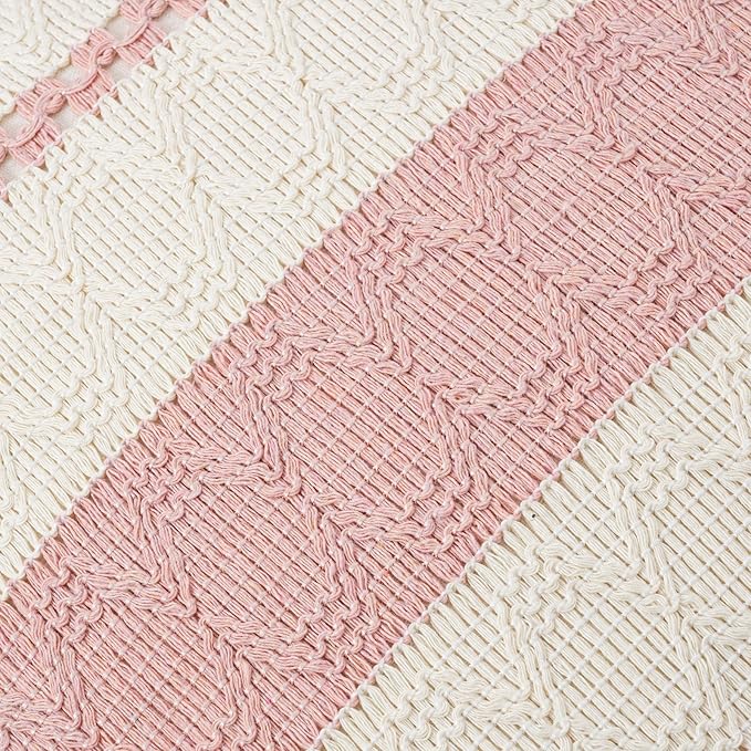 Fancy Homi Set of 2 Boho Pink Decorative Throw Pillow Cover 20x20 Inch - Image 4