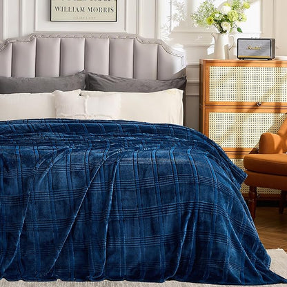 Oversized King Fleece Blanket 120x120 Inches, Seamless Soft Cozy 3D Jacquard by Korbliss