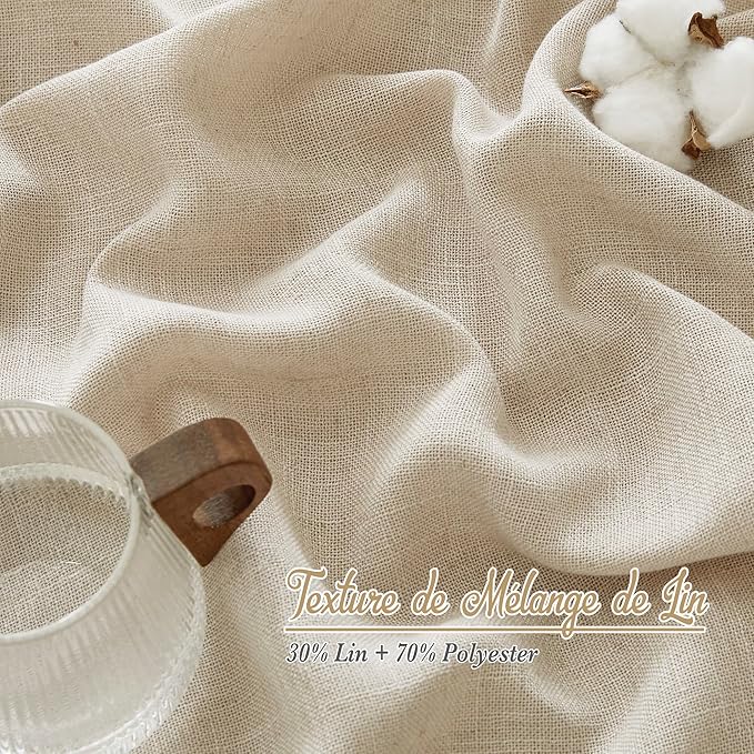 NICETOWN Cream Beige Linen Curtains & Drapes 84 inches Long, Grommet Flax Linen - Image 4