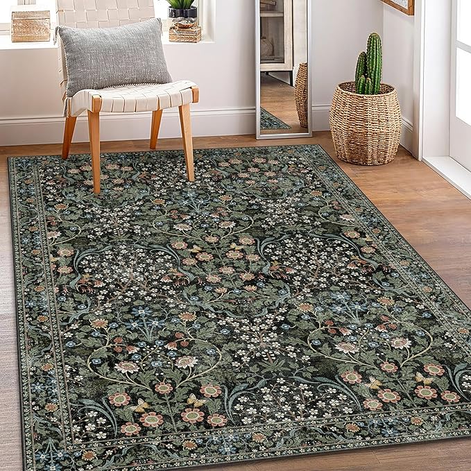 MUJOO 3x5 Rug Washable, Floral Area Rug by MUJOO