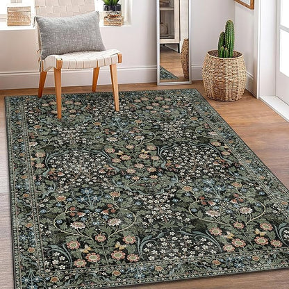 MUJOO 3x5 Rug Washable, Floral Area Rug by MUJOO