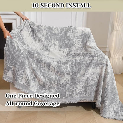 MEETSKY Small Couch Cover Oversized Chair Cover Washable, Chenille Soft Throws - Image 2