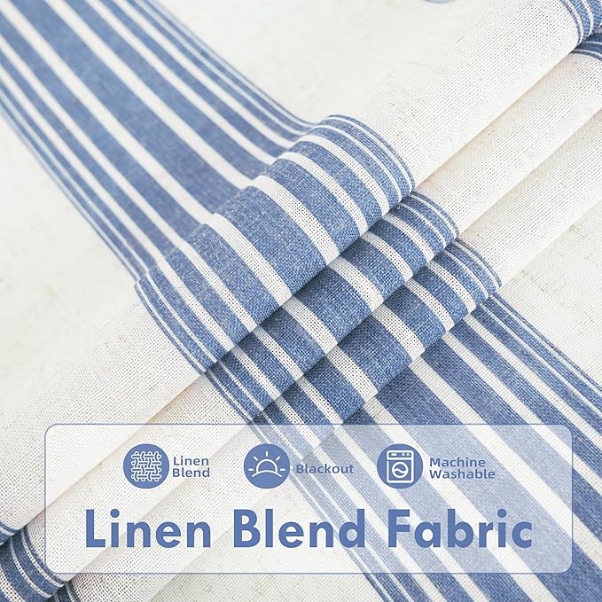 DriftAway Farmhouse Vertical Striped Linen Blend Textured Light Filtering Semi - Image 2