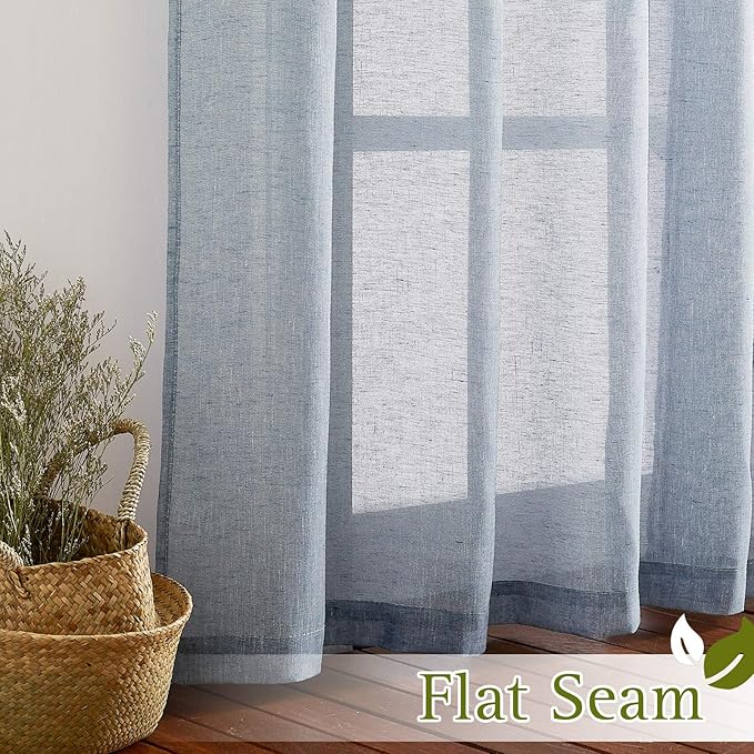 NICETOWN Semi Sheer Linen Blend Window Curtains, Grommet Solid Curtain Privacy - Image 6