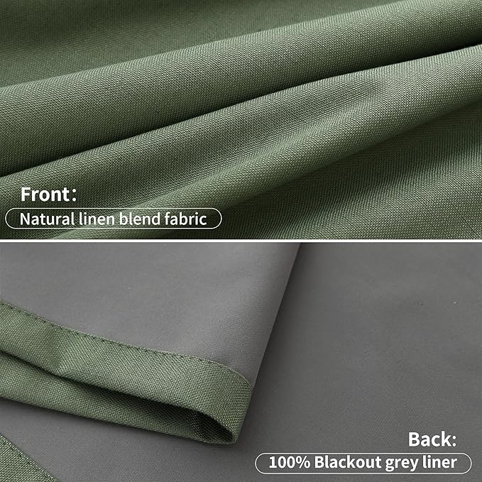 Joywell 100% Blackout Pinch Pleat Linen Curtains 120 Inches Long - Image 9