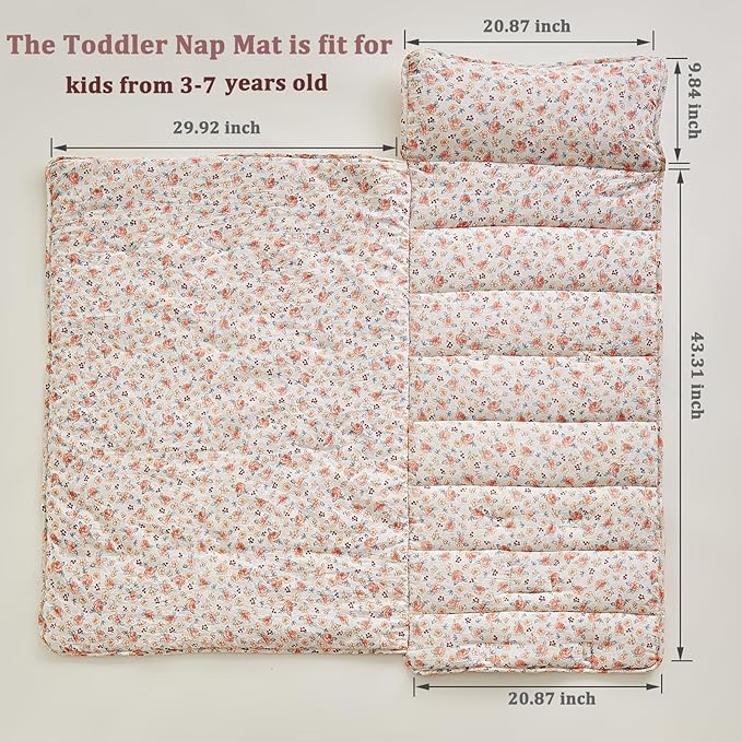 Toddler Nap Mat with Removable Pillow, Ultra Soft Slumber Bags - Image 2