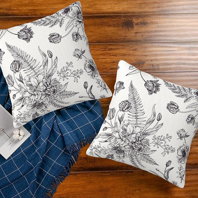 Throw Pillow Covers French Grey Botanical Pillow Covers 20x20 Inch Set of 2 - Image 7