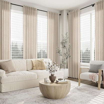 Light Brown Pinch Pleat Linen Curtains 96 Inch Length 2 Panels Set - Image 6