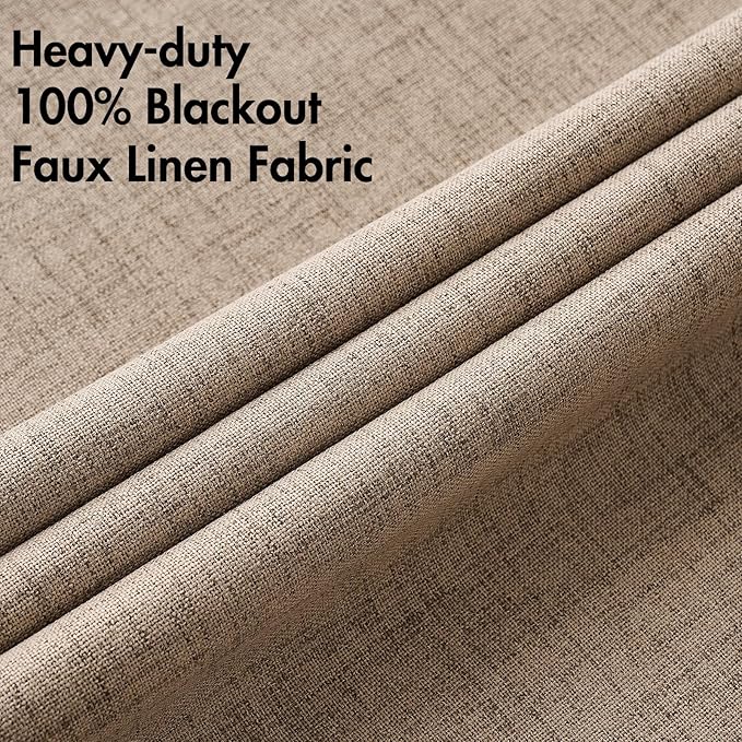 MIULEE 100% Blackout Linen Textured Curtains - Image 6