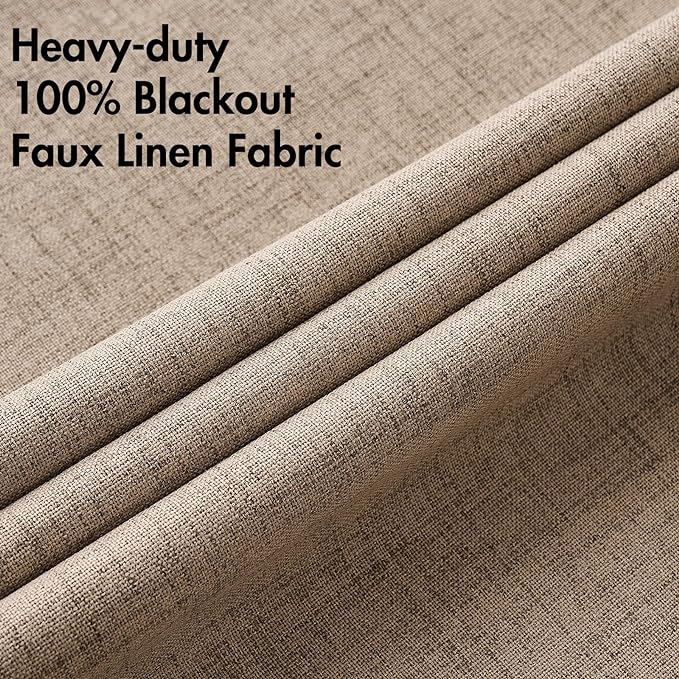 MIULEE 100% Blackout Linen Textured Curtains - Image 5