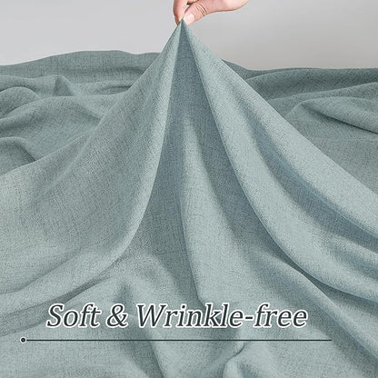 Light Blue Linen Pinch Pleat Curtains 105 Inches Long 50 Wide Per Panel Pleated - Image 7