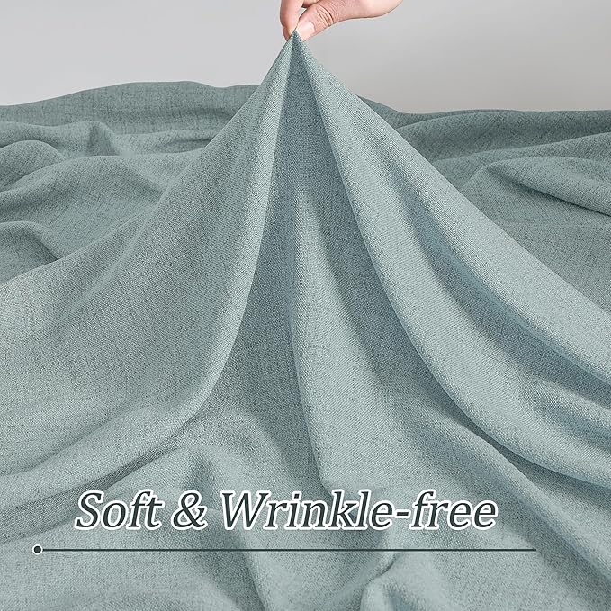 Light Blue Linen Pinch Pleat Curtains 45 Inches Long Pleated Semi Sheer - Image 7