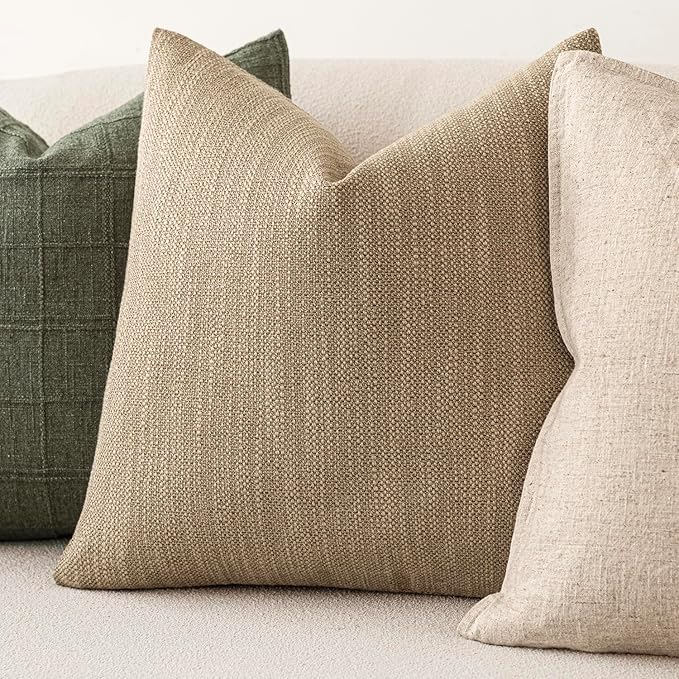 Foindtower Set of 2 Decorative Textured Burlap Linen Throw Pillow Covers - Image 4