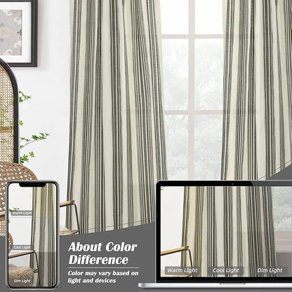 DriftAway Farmhouse Vertical Striped Linen Blend Textured Light Filtering Semi - Image 8
