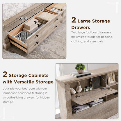 queen size bed frame 2 drawer & 4, side view