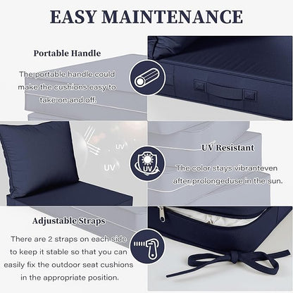 Outdoor Seat Cushion Set 22 L × 24 W × 5 H Inch Waterproof & Fade Resistant - Image 4