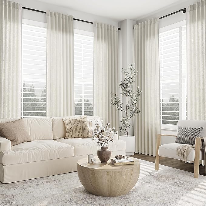 Silver Pinch Pleat Linen Curtains 102 Inch Length 2 Panels Set - Image 7