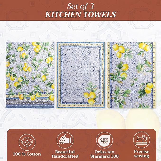 Maison d' Hermine Kitchen Towels Set of 3 100% Cotton 27.50" x 20" Reusable - Image 2