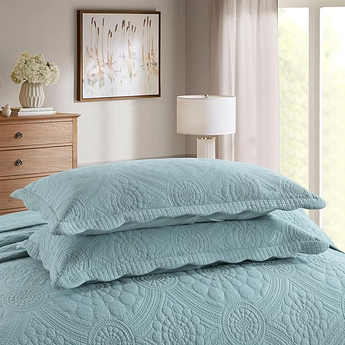 MarCielo 3-Piece 100% Cotton Oversized Bedspread Lightweight Quilt Coverlet - Image 7