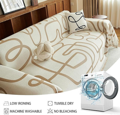 MEETSKY Washable Sofa Cover Boho Geometric Line Chenille Couch Cover - Image 7