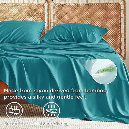 Bedsure Full Size Bed Sheets, Cooling Sheets, Rayon Derived from Bamboo - Image 3