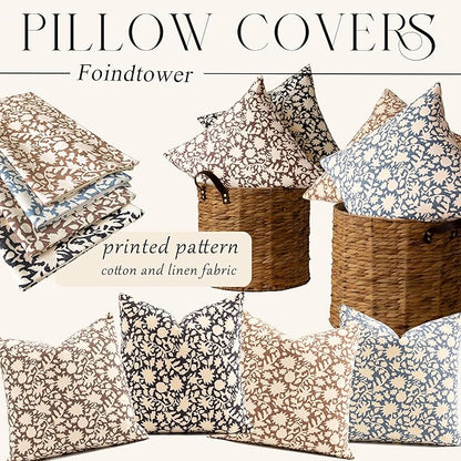 Foindtower Set of 2 Decorative Neutral Floral Throw Pillow Covers Accent - Image 7