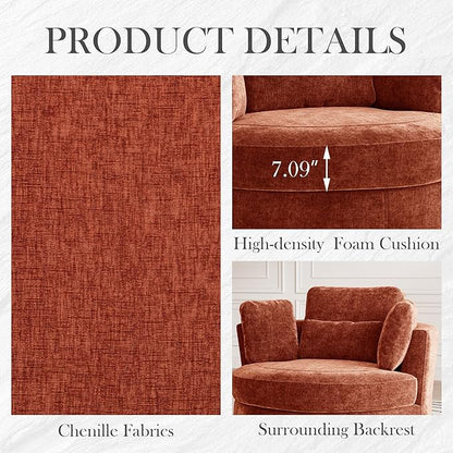 Aoiy & Wifon 50.2'' W Oversized Swivel Barrel Chair - Image 4