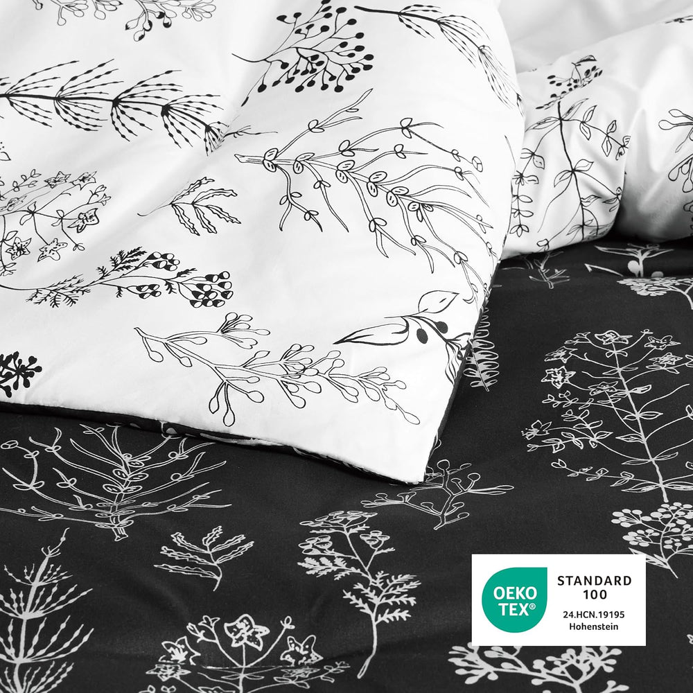 Bedsure Queen Comforter Set - Black Bed Set, 3 Pieces Cute Floral Bedding, 1 ...