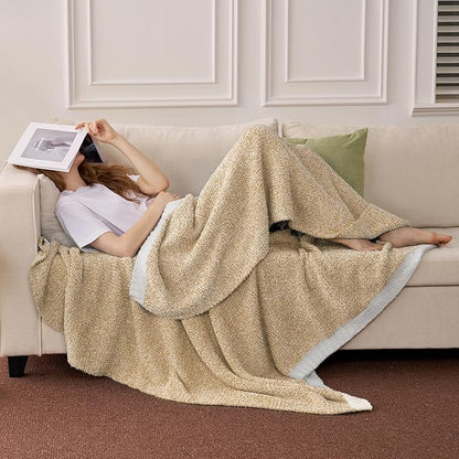 Joiedomi Twin Blanket for Couch Bed, Light Camel Knitted Blankets Gifts for - Image 2