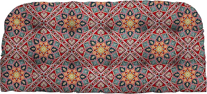 RSH DECOR: Tufted Wicker Loveseat Cushion | 41” x 19" | All-Weather Spun Fabric by RSHDECOR