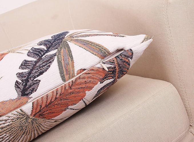 Yeiotsy Decorative Cushion Cover, Tropical Leaf Throw Pillow Cover Jacquard - Image 4